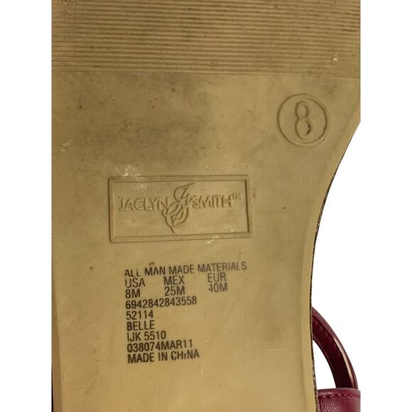 Size 8 Jaclyn Smith Womens Flat Sandals Rosette Belle Raspberry Color - Picture 9 of 9